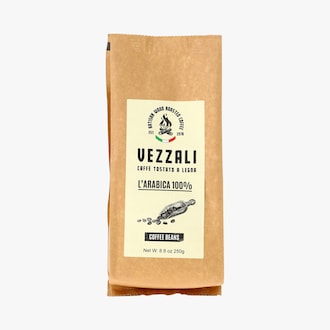 Grains de café torréfiés au feu de bois - 100 % arabica Vezzali