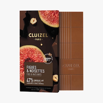 Tablette Chocolat au Lait 47% Figue et noisette caramélisée Cluizel