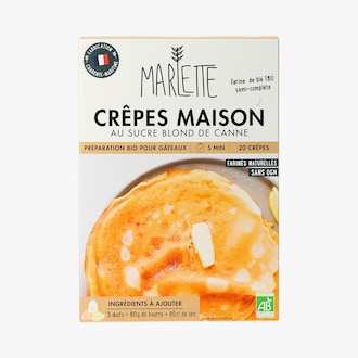 Préparation bio pour crêpes maison au sucre blond de canne Marlette