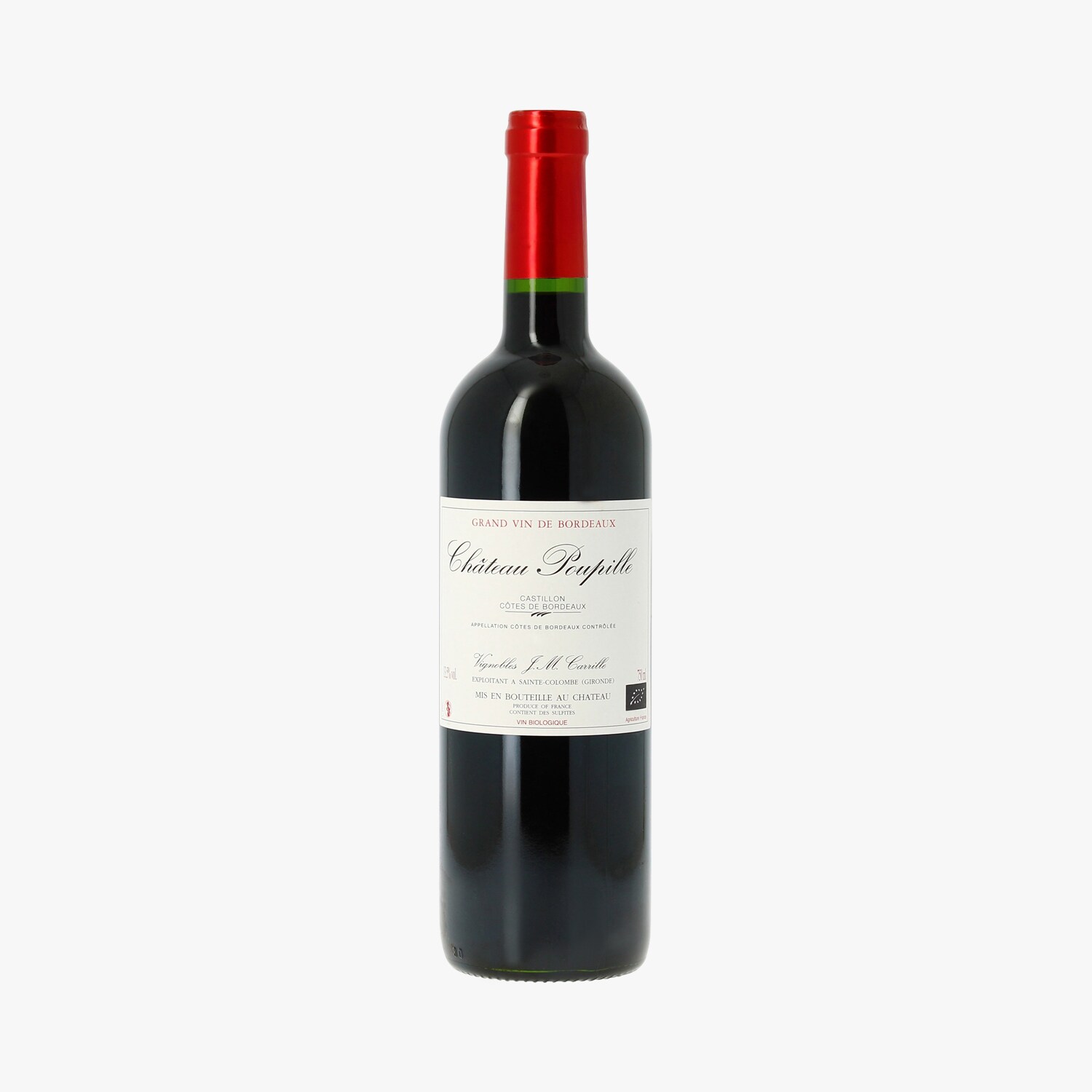 Château Poupille, AOC Côtes de Bordeaux Castillon, Organic, 2018