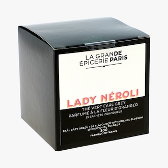 Lady Néroli thé vert Earl Grey parfumé à la fleur d'oranger 15 sachets individuels La Grande Épicerie de Paris