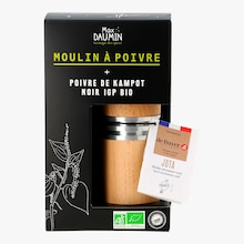 Moulin à poivre + Poivre de Kampot noir IGP bio Epices Max Daumin