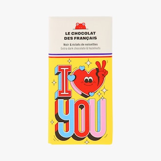 Tablette chocolat noir et éclats de noisettes biologiques Le Chocolat des Français