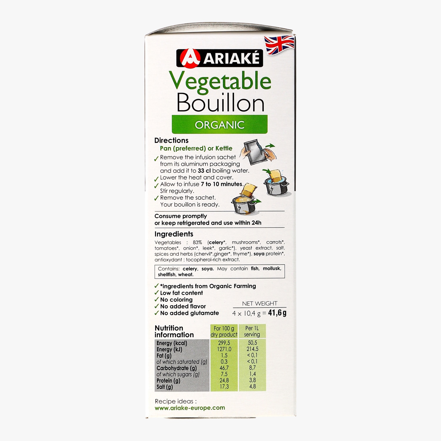 Bouillon de légumes Bio – 4 sachets infusion - Ariaké