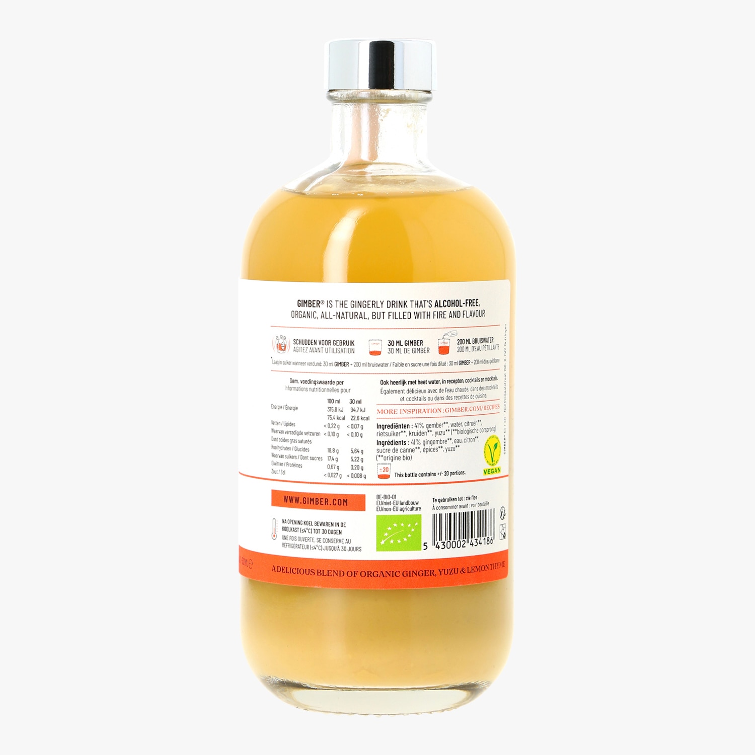 N° 2 Brut - Concentré de gingembre biologique - 500 ml - Gimber